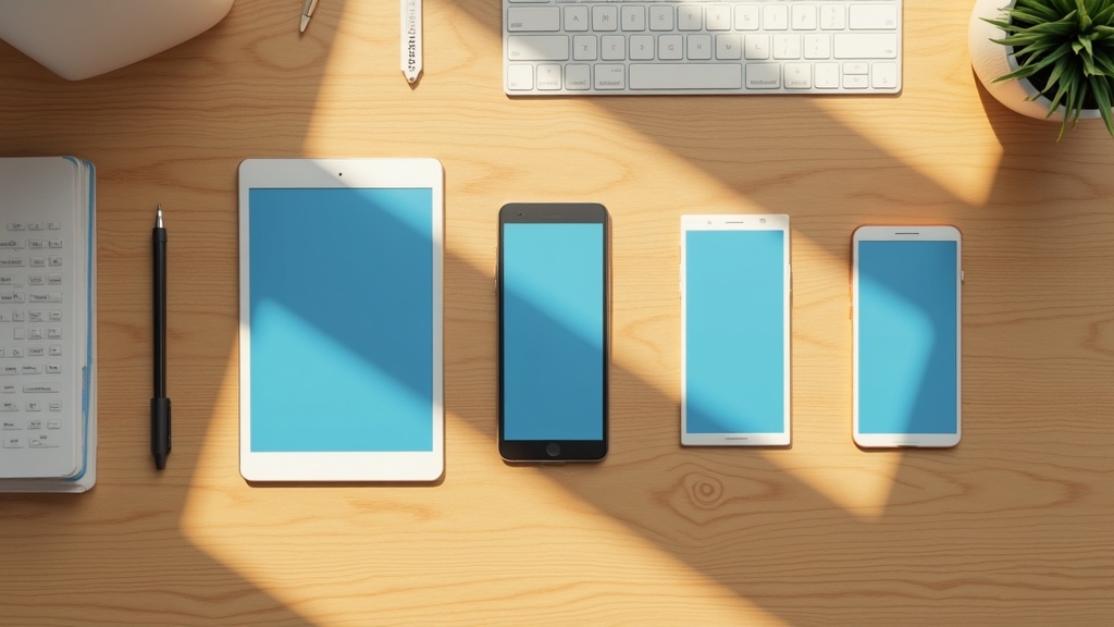 用途別に使い分けるノートアプリを表示した複数のデバイスが並ぶデスク