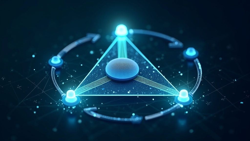 AIコーディングツールの共通技術基盤であるRAGとベクトル検索とエージェントループの3要素を立体的に可視化したアーキテクチャ図