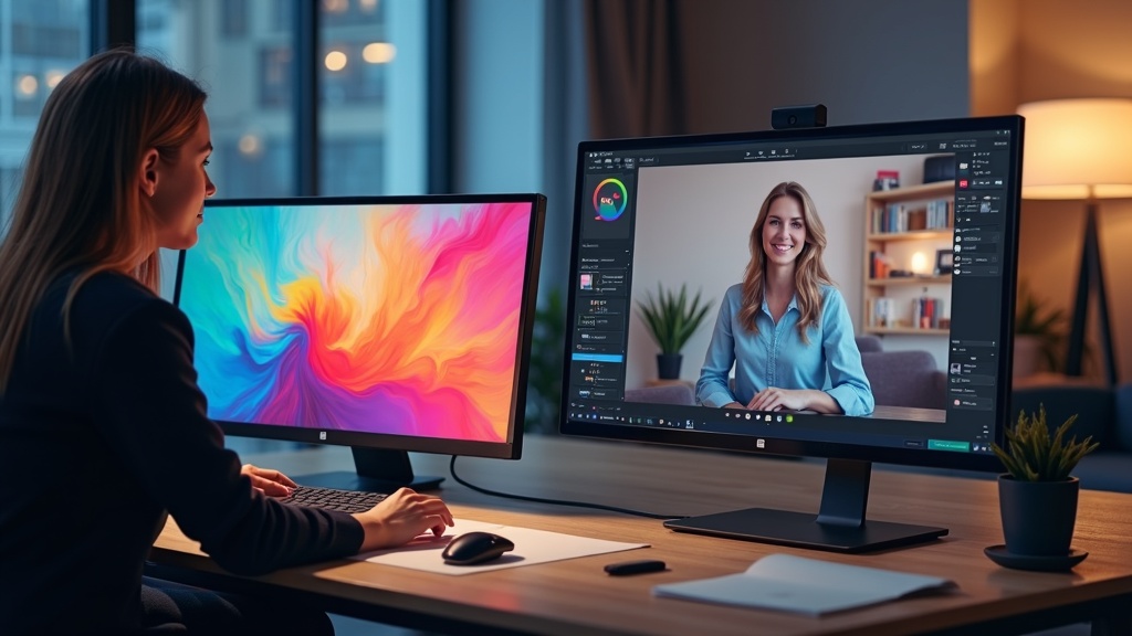 写真編集用高色域モデルを使うクリエイターと軽量FHDモデルでウェブ会議するビジネスパーソンの用途別活用シーン