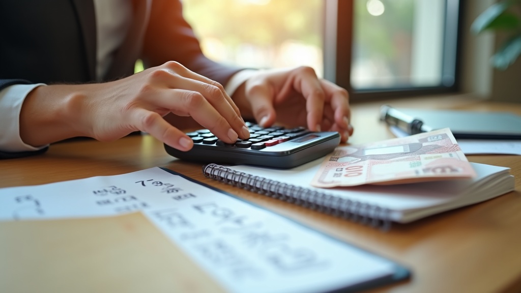 プログラミングスクールの給付金制度を活用して受講料を計算している場面