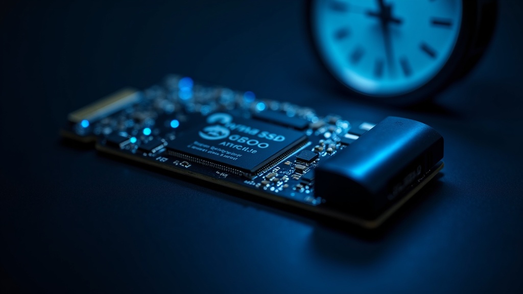 NVMe SSDとストップウォッチによるWebサーバー応答速度・ストレージ性能の比較イメージ