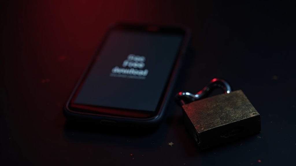 開いた南京錠とスマートフォンで表現した無料VPNのセキュリティリスクのイメージ