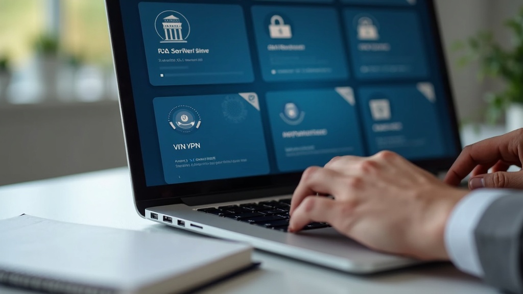 ノートPCで複数のVPNサービスを比較検討しているユーザーの手元と画面の様子
