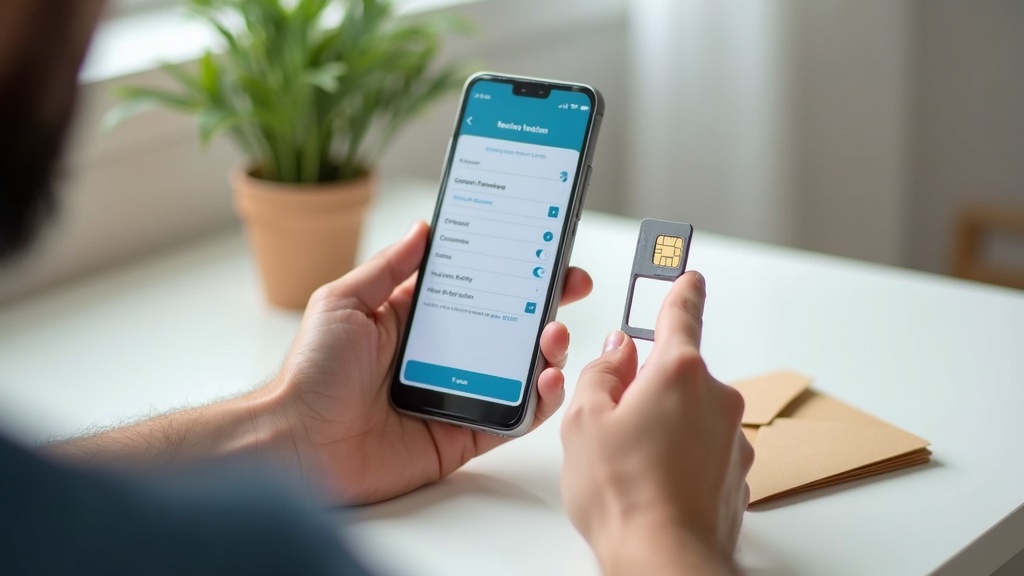 スマートフォンアプリでMNP乗り換え手続きをステップに沿って進めている様子