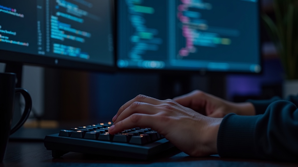 AIコード補完ツールを活用してリアルタイムにコード提案を受けながら開発するエンジニアの手元