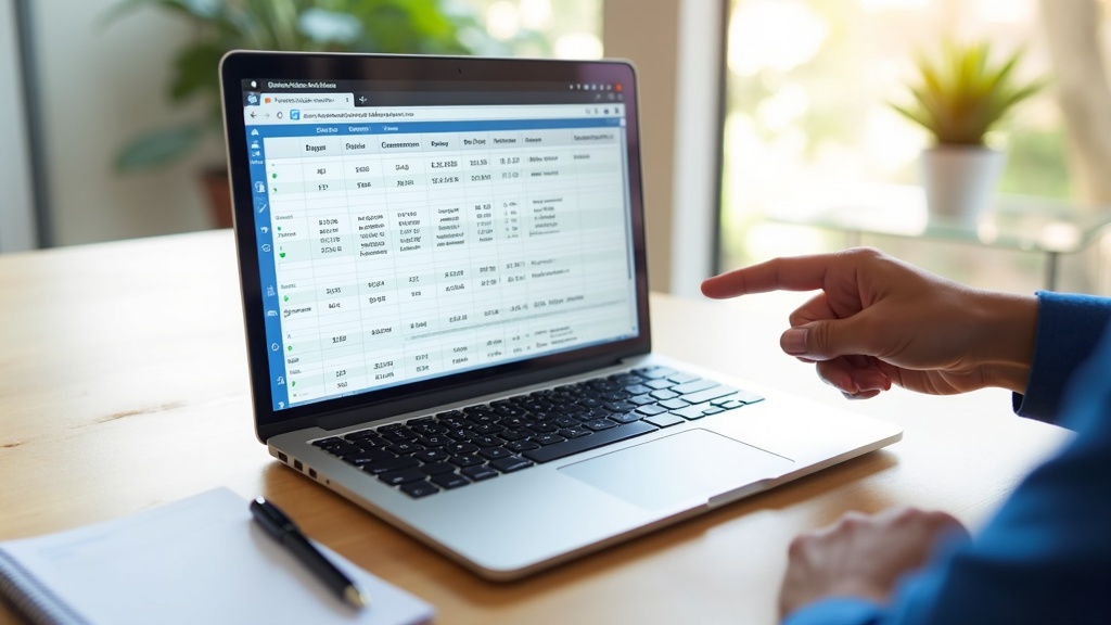 ノートパソコンでレンタルサーバーのスペック比較表を確認している様子
