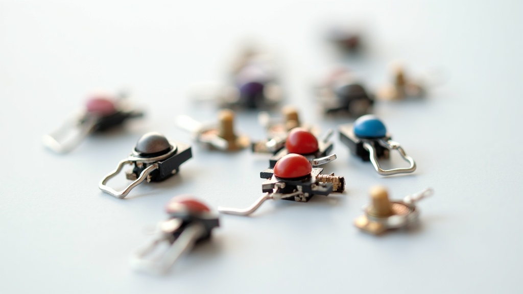 メカニカルキーボードスイッチの分解パーツ・赤軸青軸茶軸の内部構造比較