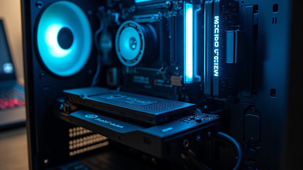 デスクトップPC内部のGPUとRAMを示すローカルLLM推奨スペックのイメージ