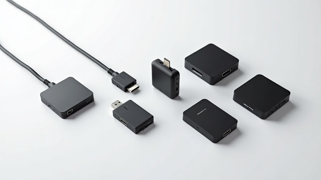 異なるメーカーの外付けキャプチャーボード複数台を並べたスペック比較用製品ラインナップ