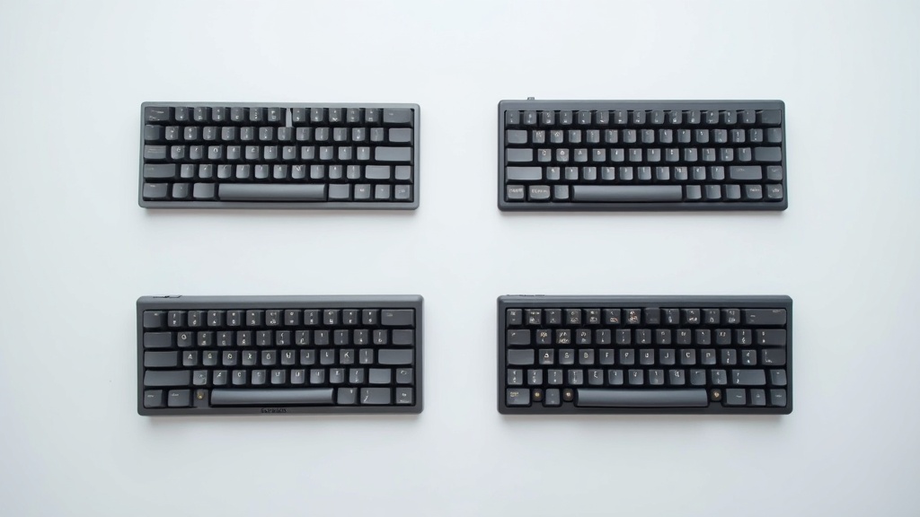 フルサイズ・TKL・75%・60%の4種類のメカニカルキーボードレイアウトをサイズ比較