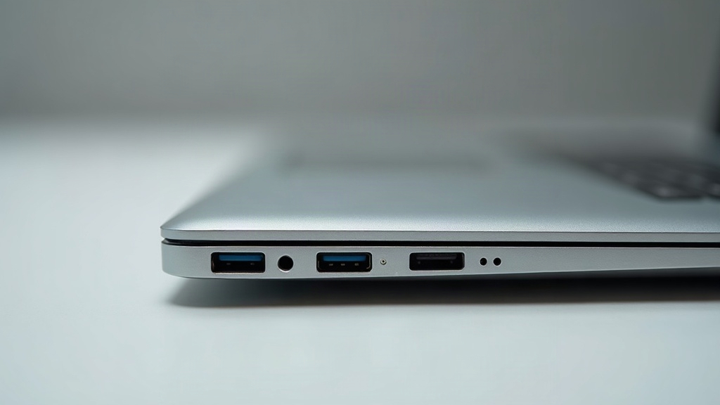 USB-Cポートのみでカードスロットや光学ドライブスロットがないノートPCの側面