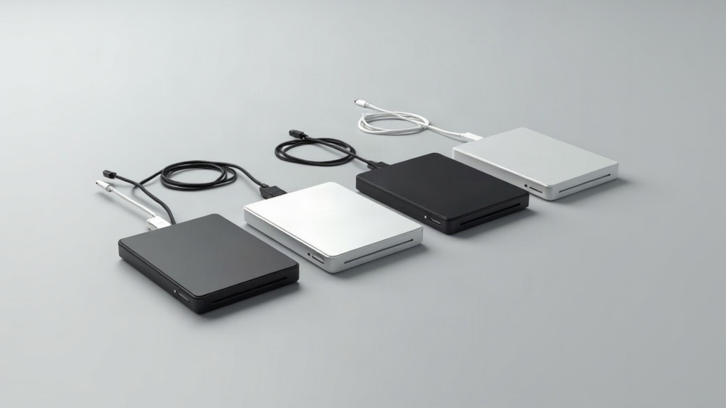 USB-C対応の薄型外付け光学ドライブを複数並べた比較用の製品写真